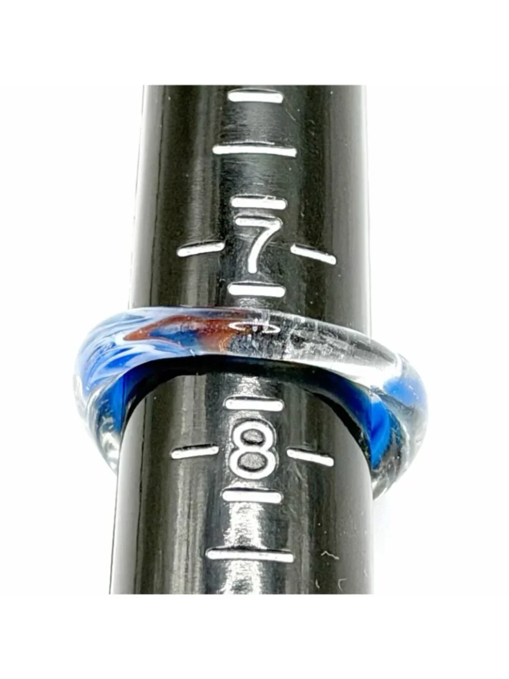 Murano Hand Blown‎ Art Glass Ring Blue Multicolor Millefiori Size 7.5